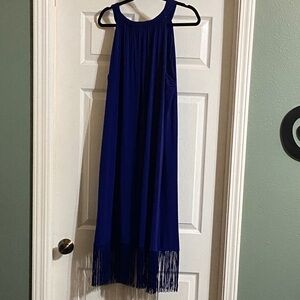 Chico's Blue Midi Dress with Fringe